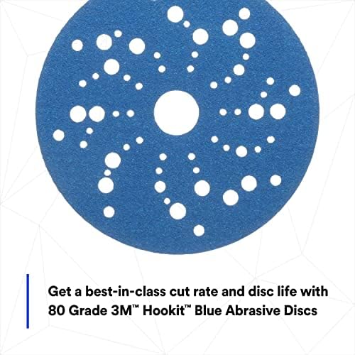 3M Hookit Blue Abrasive Discs 36157, 5 in, 80+ Grade, Pack of 50