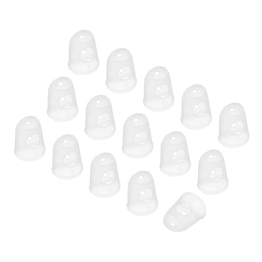 PATIKIL Finger Tip Covers Cots, Light White Silicone Finger Protectors Gloves Breathable Reusable Fingertip Caps with Air Holes for Dry Skin Finger Cracking, L, 15 Pcs