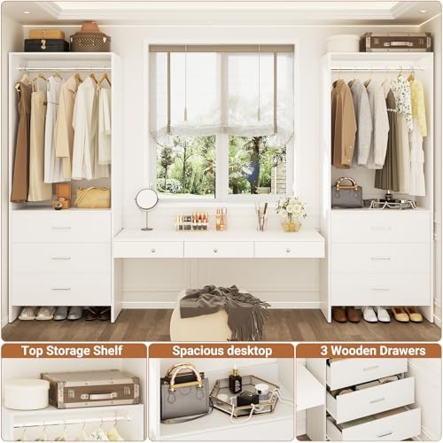 Aheaplus Closet System Closet Organizer, 3.6FT Closets, Set of 2， White