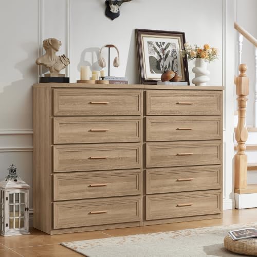 RWYHG Dresser Set for Bedroom with 5 Drawers 45" Tall with Gold Handle