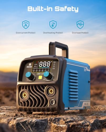 SEESII 135A MIG Welder 110V - 3-in-1 Gasless Flux Core/Lift TIG/Stick Welding Machine, 7.7lbs Portable IGBT Inverter, Large Digital Display Multi Process Welder