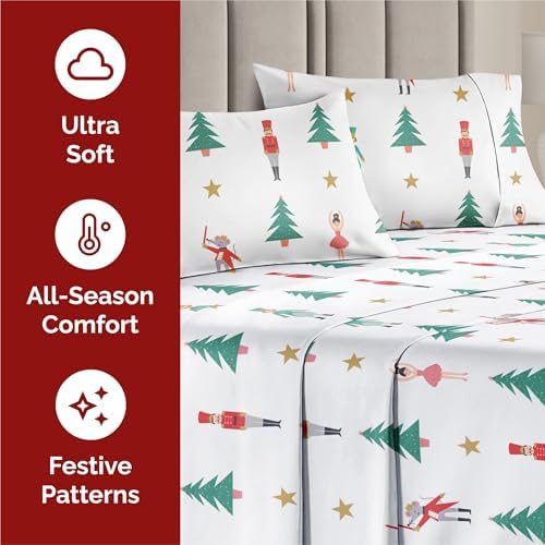 Christmas Sheet Set, Nutcracker Ballet, Holiday Xmas Bedding Set - Twin XL