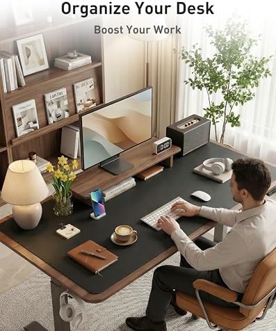 Aothia Faux Leather Desk Mat - Large Mouse Pad, Non-Slip PU Leather Blotter, Waterproof Writing Surface for Office and Home (Black, 40" x 24")