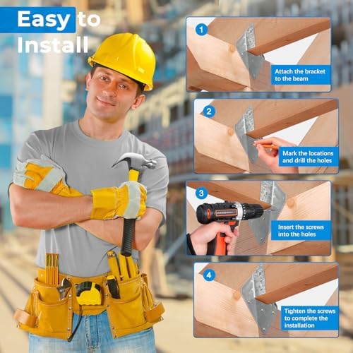 45Pack 18-Gauge Hurricane Ties for Rafters Shed Roof, Heavy Duty Galvanized Hurricane Straps Rafter Ties Brackets for Deck Pergola, Joist Hangers Fits Standard 2X Lumber (Actual 1-1/2" Thick)