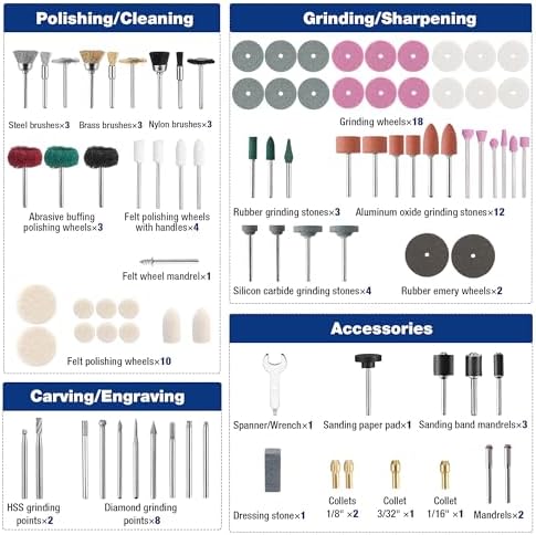 WORKPRO 698-Piece Rotary Tool Accessories Kit, Rotary Tool Bits for Easy Cutting, Grinding, Sanding, Polishing, Cleaning, Drilling, Carving and Engraving