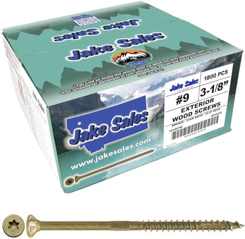 Jake Sales #9 x 3-1/8" Bronze Coated Multipurpose Wood Screw Torx/Star Drive Flat Head (Full Box ~1,800 Screws) Exterior Coated - ACQ Compatible Wood Screws
