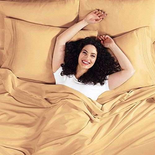 JS Sanders Affordable Microfiber 6 PC Bed Sheet Set - Full Size, Gold