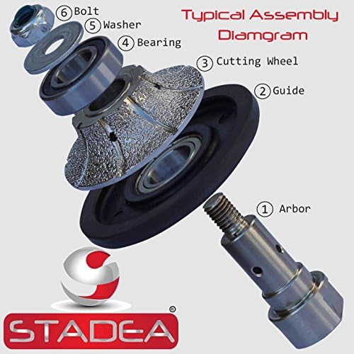 Vacuum Brazed Diamond Profile Wheel 1 1/2 inch Bevel E40 Granite Marble Stone With M14 Arbor