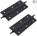 Mcredy Cabinet Hinges 3.5 Inch Matte Black Brass Door Hinges with Ball Finials Retro Style Gate Butt Hinge for Doors Office Hotel Bedroom, 2 Pcs