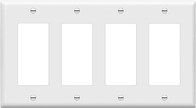 ENERLITES Decorator Light Switch or Receptacle Outlet Wall Plate, Gloss Finish, Size 4-Gang 4.50" x 8.19", Polycarbonate Thermoplastic, 8834-W, White, Standard Size