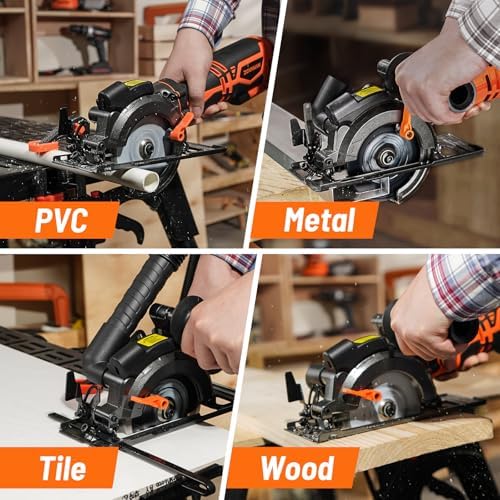 DOVAMAN Circular Saw, 5.8A 4-1/2" Circular Saw w/Laser & Auxiliary Handle