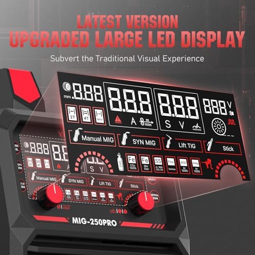 YESWELDER 250A MIG Welder, 110V/220V Dual Voltage 6-In-1 Welding Machine