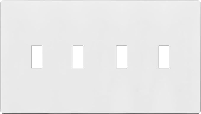 ENERLITES Screwless Quadruple Toggle Switch Wall Plate, Child Safe Light Switch Cover, Standard Size 4-Gang 4.68" x 8.38", Unbreakable Polycarbonate Thermoplastic, UL Listed, SI8814-W, Glossy, White