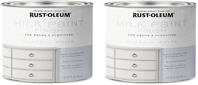 Rust-Oleum 331049-2PK Milk Paint Finish, Quart, Classic White, (Pack of 2)