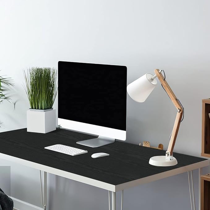 Arthome Peel and Stick Wallpaper - Black Wood Contact - Black Wallpaper - Self-Adhesive & Removable Wall Paper for Countertop Furniture Kitchen, Countertop Contact Paper, Easy to Clean, (17"x120")