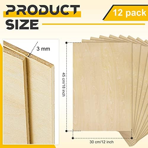 Juexica 12 Pcs 12" X 18"X 1/8" Basswood Plywood Sheets for Laser Cutting