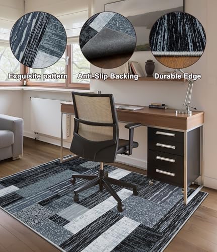 chakme Office Chair Mat for Hardwood Floor, 48"x36" Easy Glide Computer Desk Mat Protector for Rolling Chair Under Desk Rug Nonslip Backing, Machine Wash, (Jigsaw)