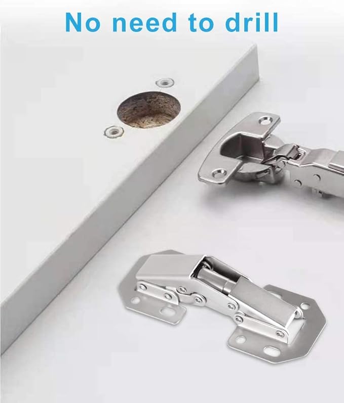 8-Pack Hidden Hinges for Cabinet Doors Frameless, Concealed Cabinet Hinges, 90 Degree Flush Mount Hinges