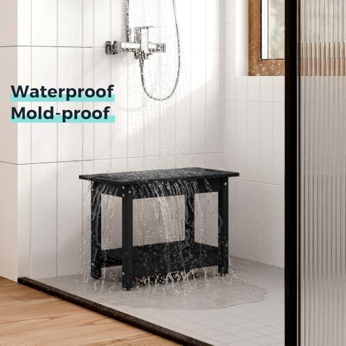 Waterproof Shower Bench, 24" HIPS Shower Stool for Shaving Legs