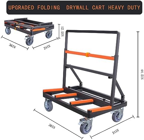YANGTZE Folding Drywall Cart Heavy Duty,Panel Cart 2200lbs