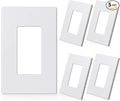 ELEGRP 1-Gang Screwless Decorative Wall Plates, Mid-Size Unbreakable Thermoplastic Faceplate Cover for Decorator Receptacle Outlet Switch, UL Listed (5 Pack, Matte White)