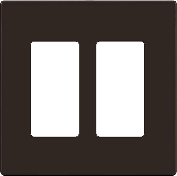ENERLITES Screwless Decorator Wall Plates Child Safe Outlet Covers, Gloss Finish, Midway Size 2-Gang 4.88" H x 4.92” L, Unbreakable Polycarbonate Thermoplastic, SI8832M-BR, Brown