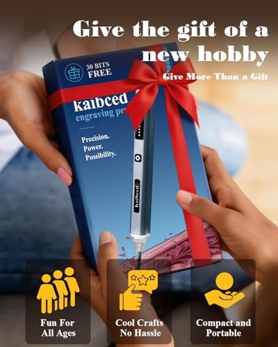 Kaibced Cordless Engraving Pen with 48 Kits & LED Screen, 5-Speed Engraver Pen for Metal, Wood, Glass, Plastic & All Materials, USB Rechargeable Craft Gift for Teens, Adults and Beginners, Metallic