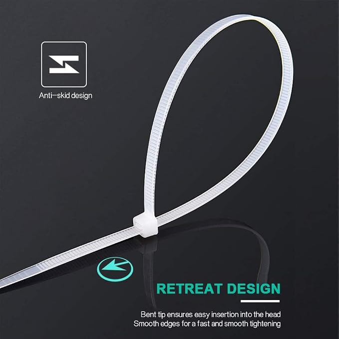 Zip Ties 12 inch ，Heavy Duty Cable Ties with 120lbs Tensile Strength,White Zip Ties 1000 Pack, Wire Ties for Indoor and Outdoor Use.