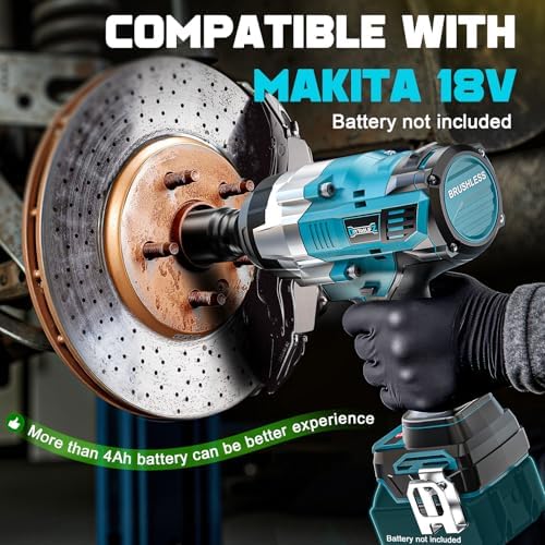 DIYtoolifz 3/4" Cordless Impact Wrench Compatible with Makita 18V Battery: 1850FT-LBS(2500N.m) High Torque Impact Driver, Auto-Stop Reverse, 4-Speed Heavy Duty Impact for Car/Truck/Mower(Bare Tool)