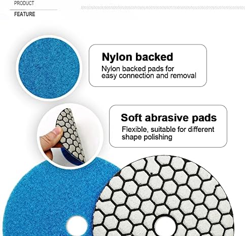 SHDIATOOL 4Inch Dry Diamond Polishing Pads 7PCS 800 Grit for Granite Marble