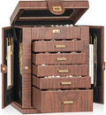 AKOZLIN 6-Tier Jewelry Box Organizer 5 Drawers Storage M-L Red