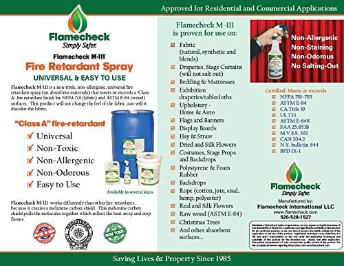 Flamecheck M-111 Fire Retardant Spray. (5-Gallons) Class A, Non-toxic and easy to use on fabric, wood and other absorbent surfaces