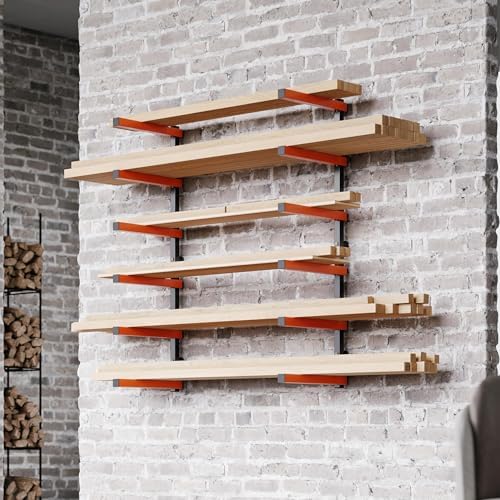 ECOTRIC Lumber Rack Wall Mount Wood Organizer Lumber Organizer - Heavy Duty