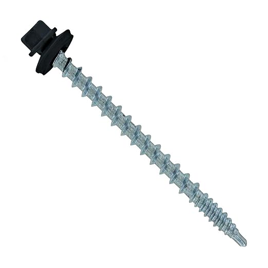 Fasteners Plus ST Fastening Kwikseal Woodbinder Metal to Wood #10 X 2-1/2" Black Screws with EPDM Rubber Washer, 250-Count - Designed for Metal Roofing and Siding Panels