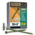 Deck Plus 4 Inch Epoxy Coated Exterior Wood and Fence Screws #10 x 4 Torx/Star Drive Included Coarse Thread, Outdoor Rust Resistant Decking Screw, Green, 1lb Box, 43 Pieces | 48409