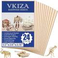 24 Pack Basswood Sheets for Crafts 12x18x1/8 Inch, 3mm Thick Unfinished Plywood for Laser Cutting & Engraving, DIY Ornaments and Architectural Model