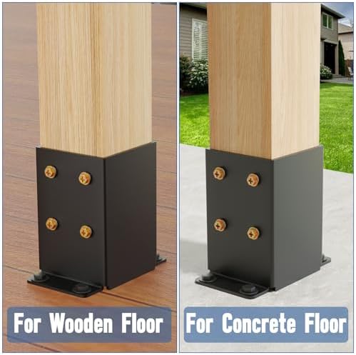 4x4 Post Base 2 Pcs, Heavy Duty Post Anchor with Anti-Corrosive Partition, Inner Size 3.5"x3.5", 13 Gauge Thick Solid Steel, Rust-Proof Powder-Coated Wood Fence Post Brackets for Support Deck, Pergola