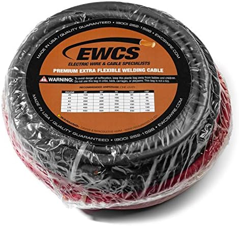 EWCS 4 Gauge Premium Extra Flexible Welding Cable 600 Volt 10 Feet Each Black+Red
