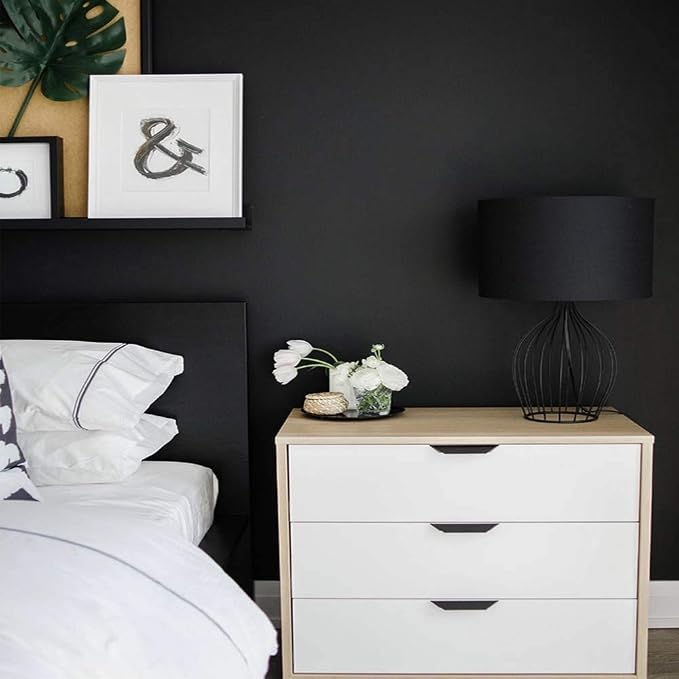 15.7" x 236.2" Black Wallpaper Self Adhesive and Removable Peel and Stick | Vinyl Film Stick Paper Easy to Apply Wall Coverings Shelf Home Decorative Liner Table and Door Reform