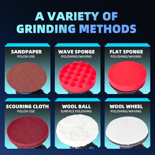6 Inch Pneumatic air Sander Kit (with 12 Sandpapers, Polishing Pads & Accessories & A Free Air Blow Gun) – da sander for auto Body Specialized, Pneumatic Orbital Sander, Professional & DIY Compatible