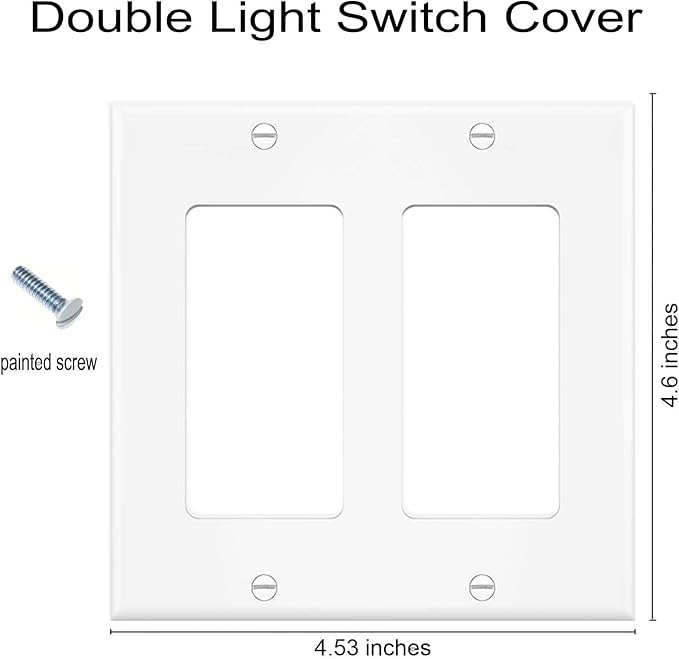 ZEFTV Decorator Wall Plates 2-Gang Switch Outlet Electrical Cover Plate Unbreakable Thermoplastic Faceplate for Light Receptacle Outlet Switch, White (2 Pack)