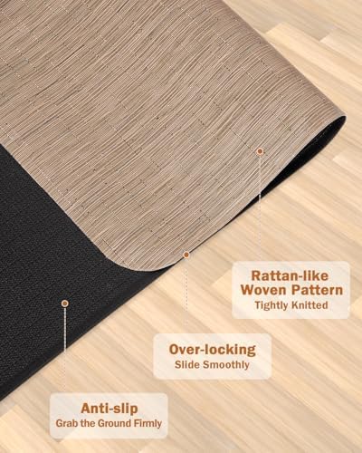 Blvornl Office Chair Mat for Hardwood Floor, 45"*53.1" Desk Computer Chair Mat, Large Anti-Slip Hard Floor Protector, PVC Mat Desk Rug for Office and Home, Red Brown