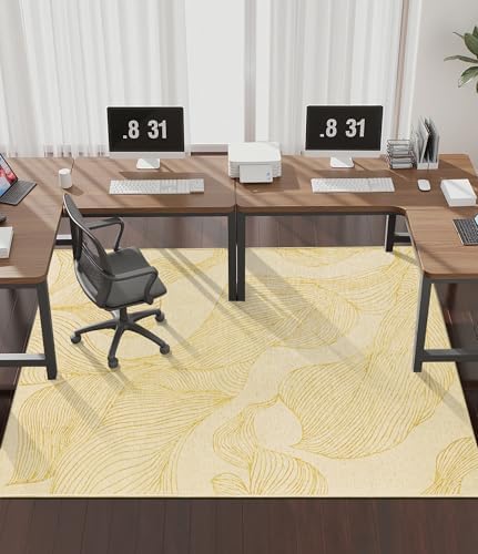 chakme Office Chair Mat for Hardwood Floor, 72"x48" Easy Glide Computer Desk Mat Protector for Rolling Chair Under Desk Rug Nonslip Backing, Machine Wash, (Golden Leaf)