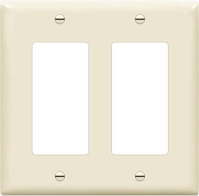 ENERLITES Decorator Light Switch or Receptacle Outlet Wall Plate, Size 2-Gang 4.50" x 4.57", Unbreakable Polycarbonate Thermoplastic, UL Listed, 8832-LA, Light Almond