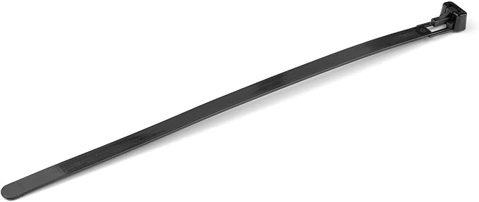 StarTech.com 8"(20cm) Reusable Cable Ties - 1/4"(7mm) Wide, 1-7/8"(50mm) Bundle Dia. 50lb(22kg) Tensile Strength, Releasable Nylon Ties, Indoor/Outdoor, 94V-2/UL Listed, 100 Pack - Black, TAA