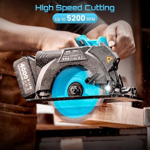 Seesii 6-1/2" Cordless Circular Saw with Total 8000mAh Battery & Charger