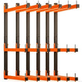 6 Pack Lumber Rack Wall Mount, Heavy Duty Wood Storage Racks, 9-Level System Organizer Shelving, 1080 LBS Capacity Hanging Garage Shelves, Orange Brackets Utility Metal Shelf for Indoor and Outdoor
