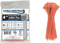 Kable Kontrol Orange Zip Ties 4 Inch 100 Pcs, 18 Lbs Tensile Strength, Self-locking Nylon Colored Cable Ties Wire Wraps for Indoor or Outdoor Use