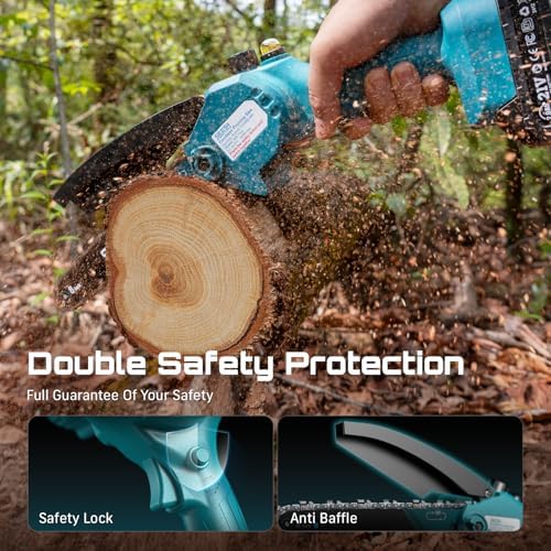 SEESII Mini Chainsaw Cordless 8 inch, Oiler System & Replacement Chain