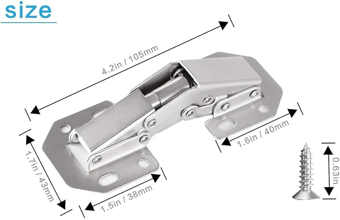 8-Pack Hidden Hinges for Cabinet Doors Frameless, Concealed Cabinet Hinges, 90 Degree Flush Mount Hinges